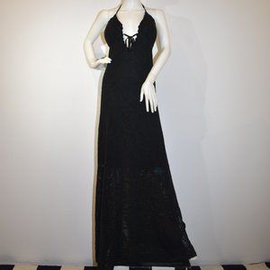 GUESS Black Maxi Knit Halter Dress Size La…